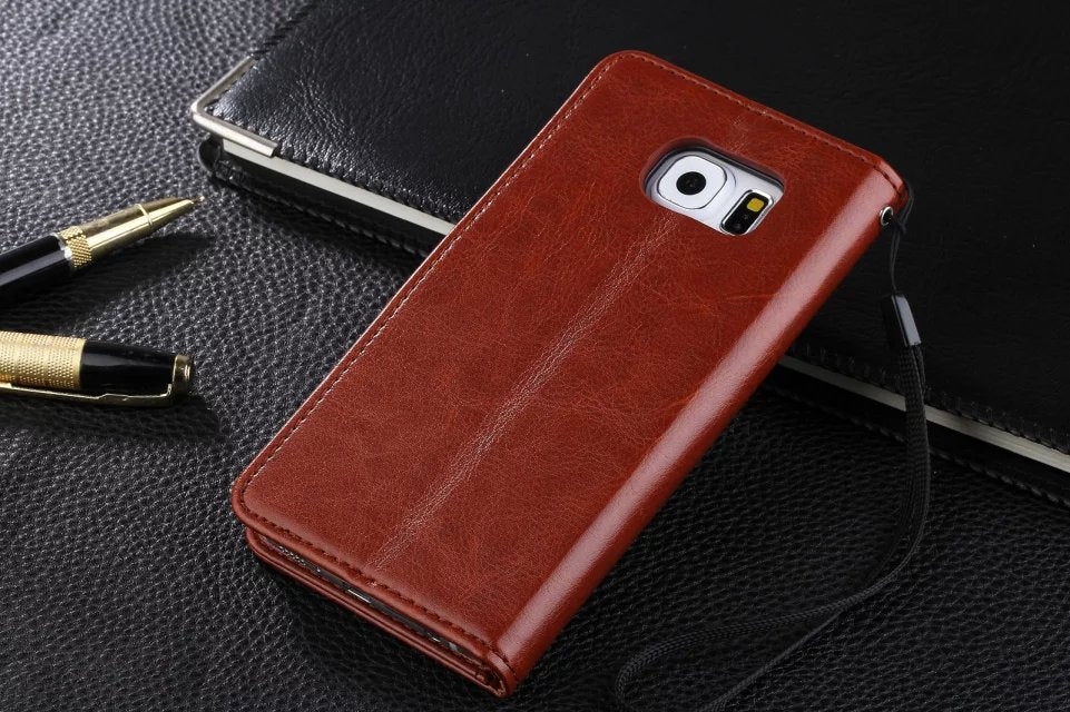 Genuine Leather Samsung S6 Case with Lanyard — Slim & Protective