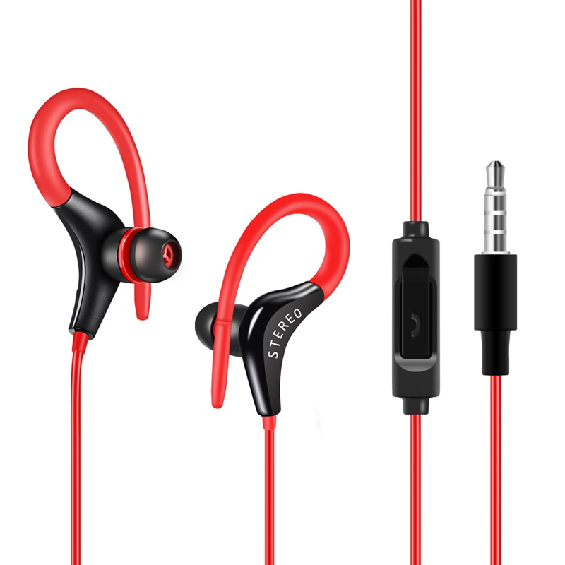 Universal Sports In-Ear Headphones with Mic — Ear Hook, 3.5mm