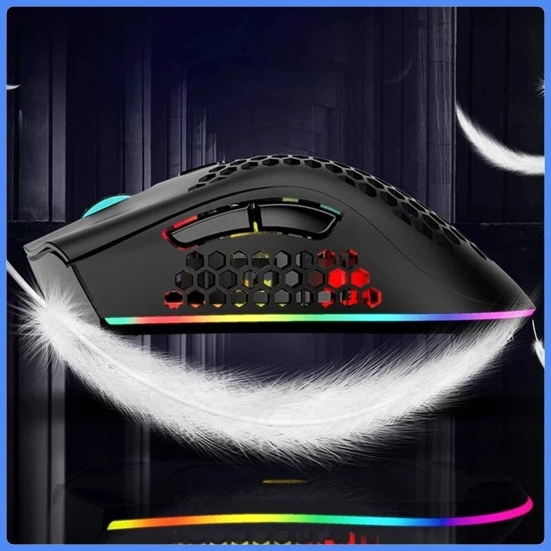BM600 Wireless RGB Gaming Mouse — Rechargeable, Honeycomb Design