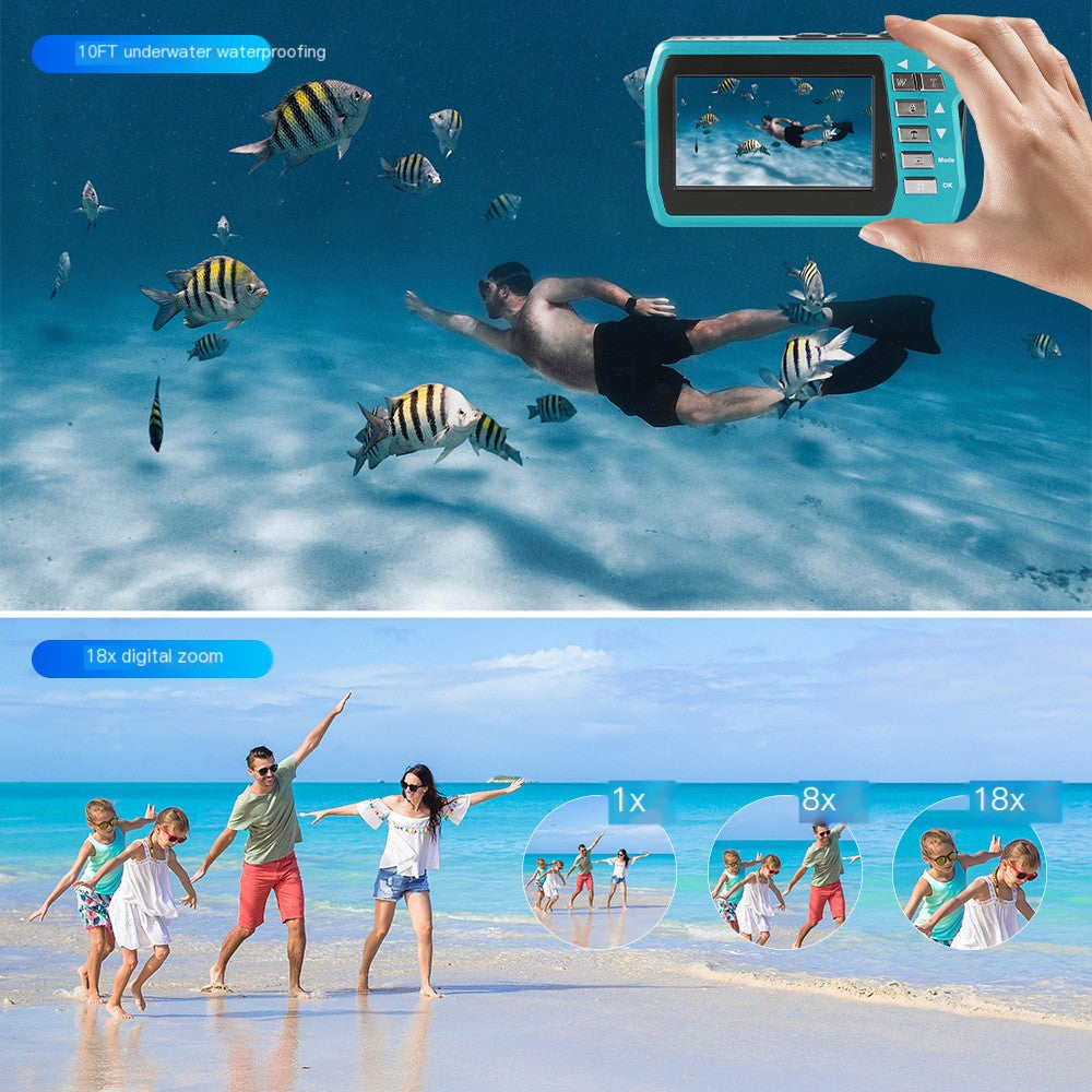 4K Underwater Digital Camera — 56MP, Dual LCD Screens, Waterproof