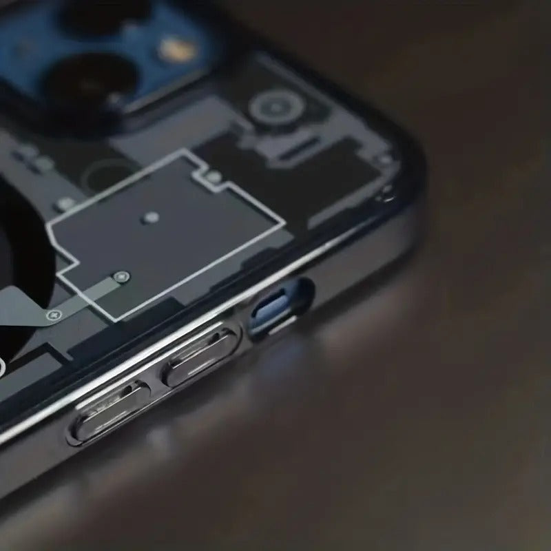 Transparent Magnetic iPhone Case — Circuit Board Design, Shockproof PC+TPU