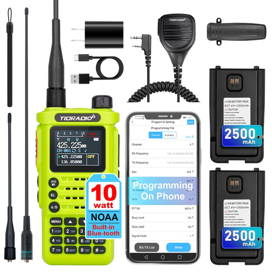 (2 Gen) TIDRADIO TD-H8 Ham Radio 10W High Power Dual Band Two Way RadioAPP Programmable Long Range Walkie Talkies Full Kits with 2500mAh Large Battery (2pcs)USB-C Charger & Speaker Mic，Green