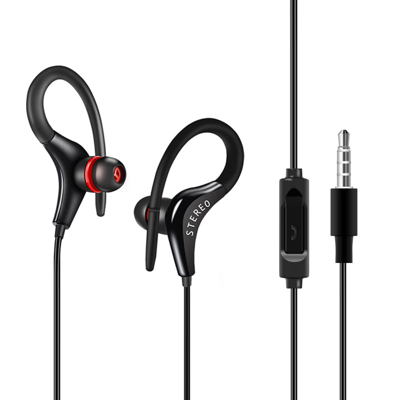 Universal Sports In-Ear Headphones with Mic — Ear Hook, 3.5mm