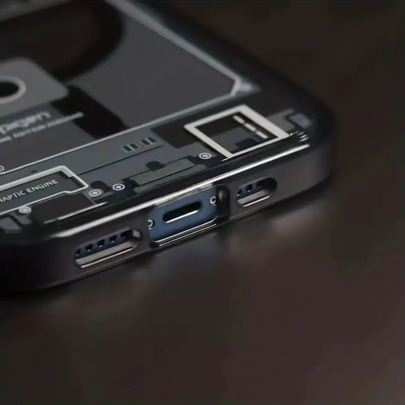 Transparent Magnetic iPhone Case — Circuit Board Design, Shockproof PC+TPU