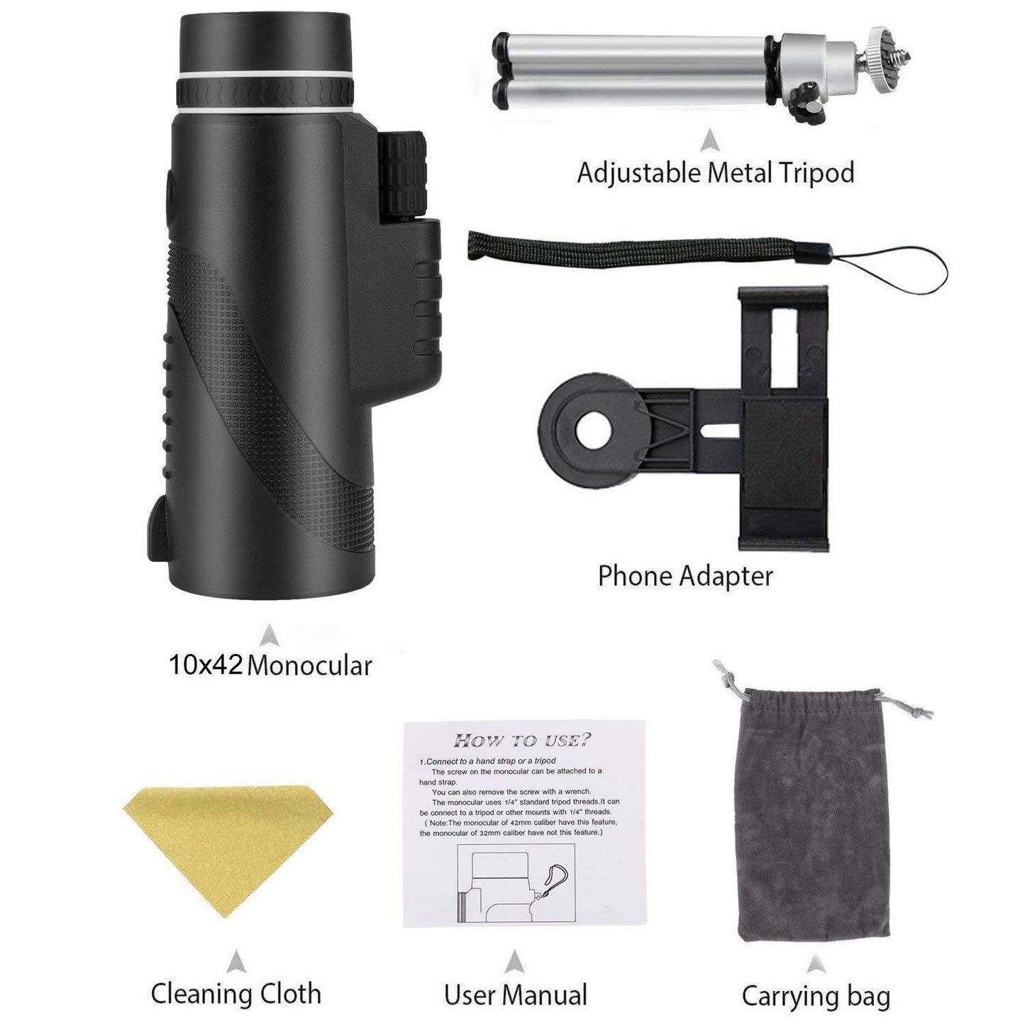 40X HD Monocular Telescope with Smartphone Mount — Waterproof, Nitrogen-Filled