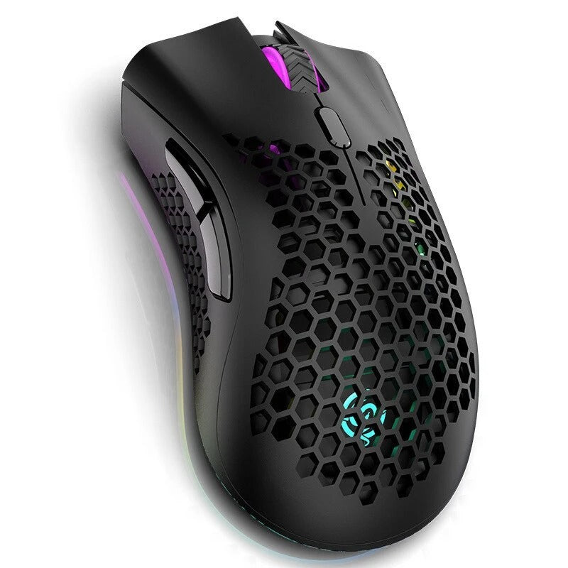 BM600 Wireless RGB Gaming Mouse — Rechargeable, Honeycomb Design